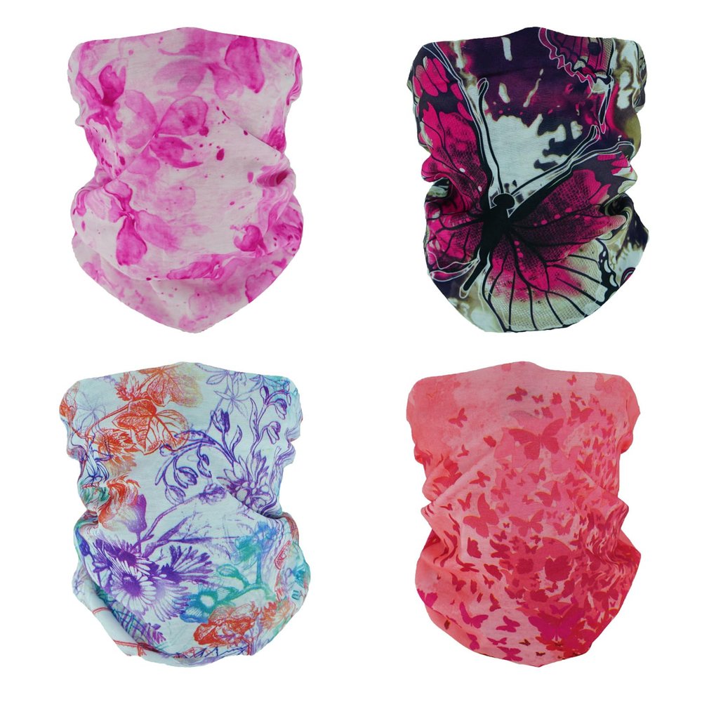 SMEHCF 4 Multipurpose Bandanas for Women Men Headband Balaclava Hair Head Scarf Face Half Airsoft Paintball Mask Neck Gaiters Breathable Reusable Washable Butterfly