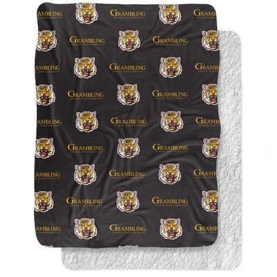 Grambling State University Blanket, 60"x80" Logo Pattern, Silky Touch Sherpa Back Super Soft Throw Blanket