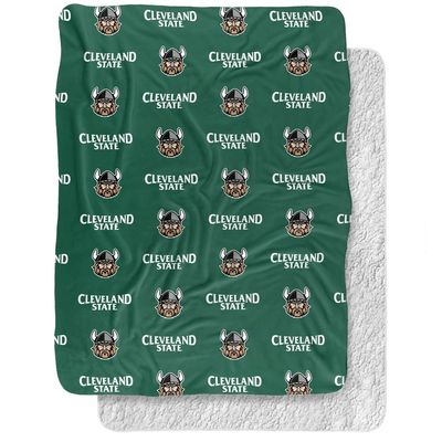 Cleveland State University Blanket, 60"x80" Logo Pattern Silky Touch Sherpa Back Super Soft Throw Blanket