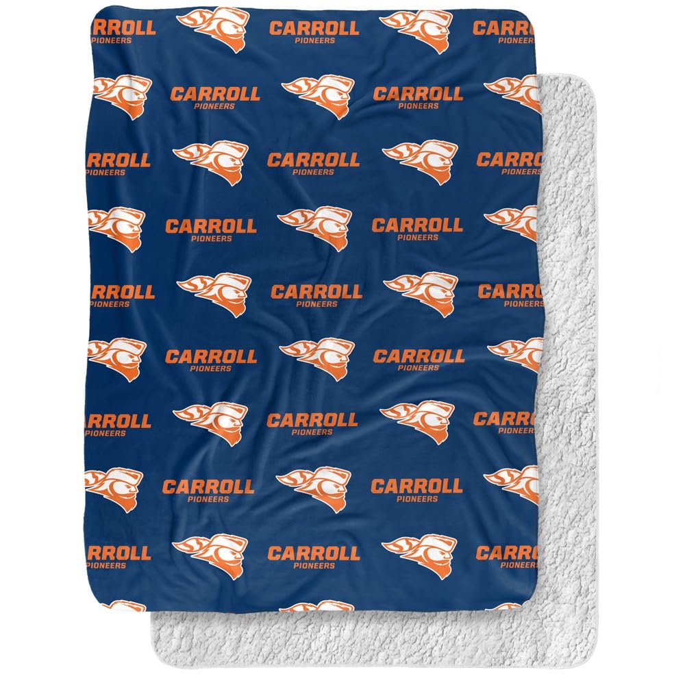 Carroll University Blanket, 60"x80" Logo Pattern, Silky Touch Sherpa Back Super Soft Throw Blanket