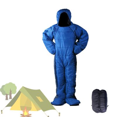 Adult Sleeping Bag Full Body Wearable Suit, Humanoid Sleeping Bag Hoodie Jumpsuit with Sleeves and Feet, Lightweight Waterproof Outdoor Sleeping Wear Jacket for Travel RV Trips Lounging
