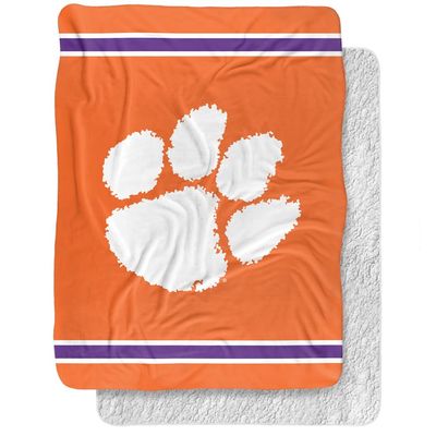 Clemson University Blanket, 60"x80" Primary Logo,Silky Touch Sherpa Back Super Soft Throw Blanket