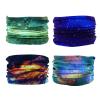 SMEHCF 4 Multipurpose Bandanas for Women Men Headband Balaclava Hair Head Scarf Face Half Airsoft Paintball Mask Neck Gaiters Breathable Reusable Washable Universe Nebula Galaxy Blure Orange Green view 2