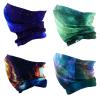 SMEHCF 4 Multipurpose Bandanas for Women Men Headband Balaclava Hair Head Scarf Face Half Airsoft Paintball Mask Neck Gaiters Breathable Reusable Washable Universe Nebula Galaxy Blure Orange Green view 3