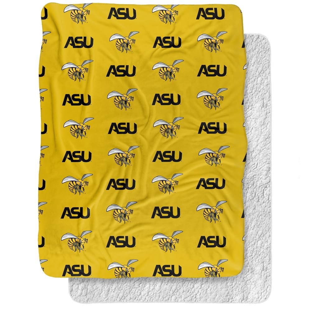 Alabama State University Blanket, 60"x80" Logo Pattern Silky Touch Sherpa Back Super Soft Throw Blanket
