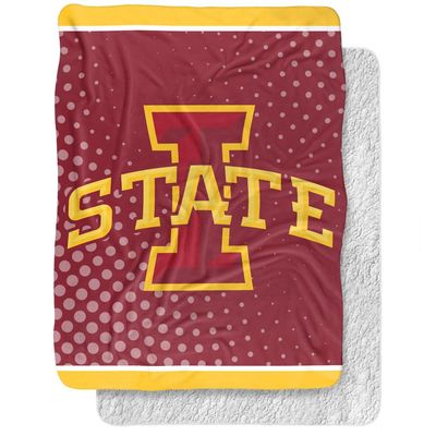 Iowa State University Blanket, 60"x80" Logo Dots Silky Touch Sherpa Back Super Soft Throw Blanket