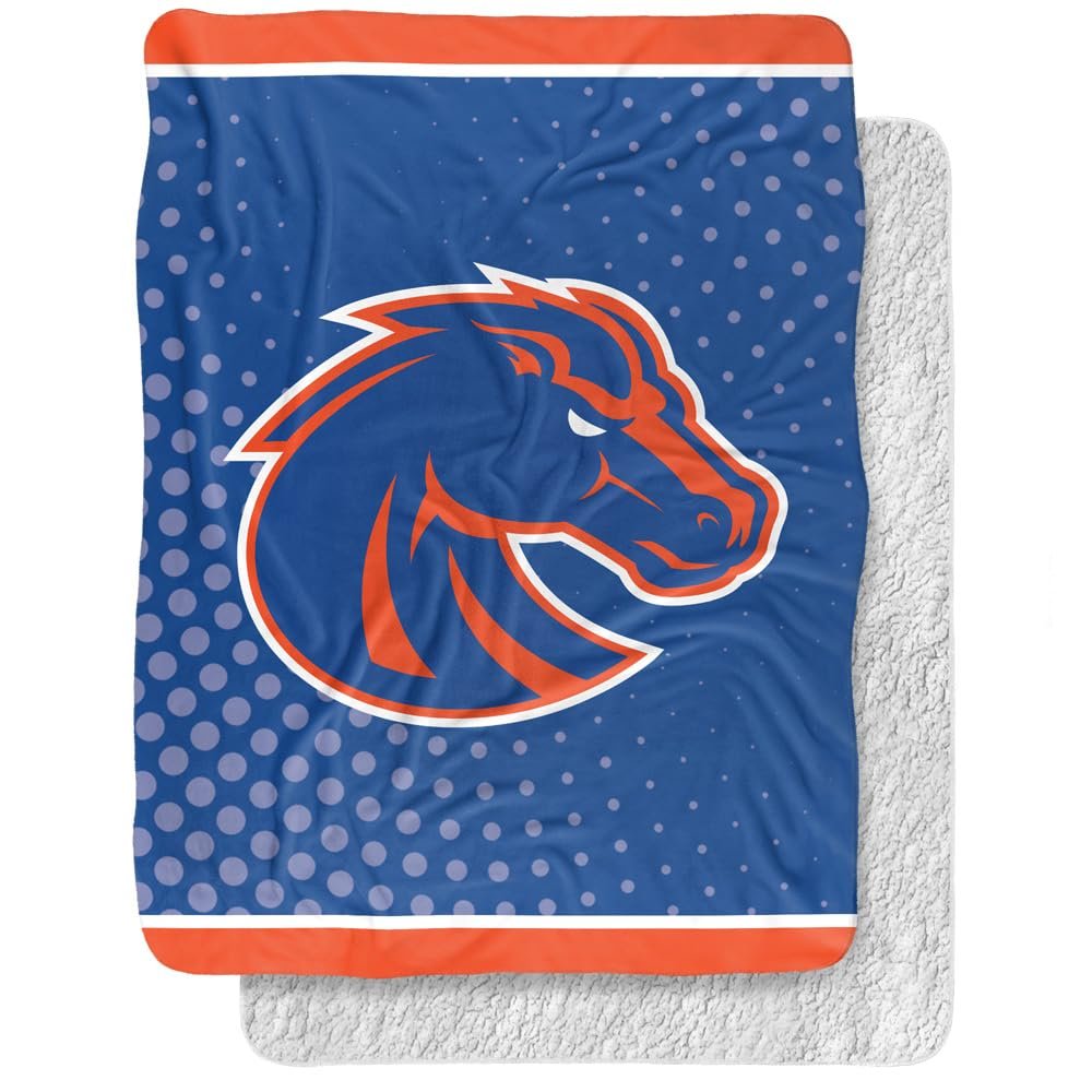 Boise State University Blanket, 60"x80" Logo Dots, Silky Touch Sherpa Back Super Soft Throw Blanket