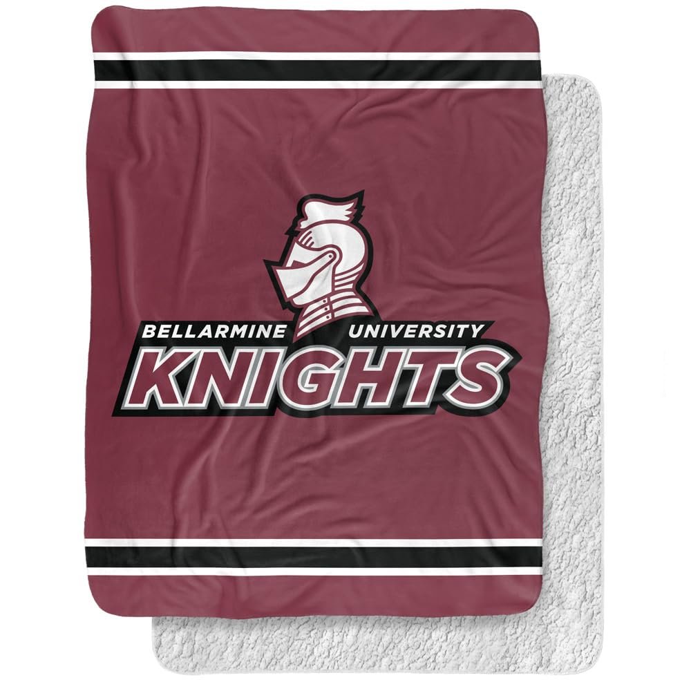 Bellarmine University Blanket, 60"x80" Primary Logo Stripes Silky Touch Sherpa Back Super Soft Throw Blanket