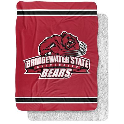 Bridgewater State University Blanket, 60"x80" Primary Logo Stripes Silky Touch Sherpa Back Super Soft Throw Blanket
