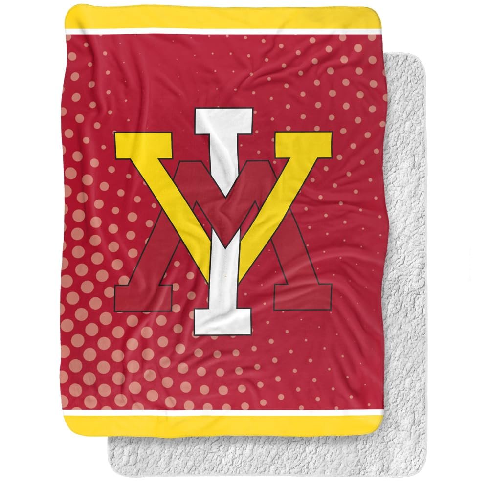 Virginia Military Institute Keydets Logo Dots, 60"x80" Silky Touch Sherpa Back Super Soft Throw Blanket