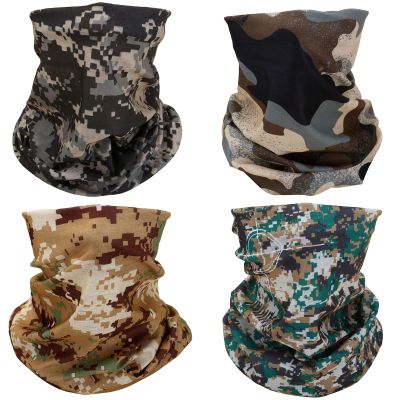 SMEHCF 4 Multipurpose Bandanas for Women Men Headband Balaclava Hair Head Scarf Face Half Airsoft Paintball Mask Neck Gaiters Breathable Reusable Washable Green Black White Digital Desert Camo