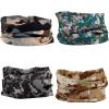 SMEHCF 4 Multipurpose Bandanas for Women Men Headband Balaclava Hair Head Scarf Face Half Airsoft Paintball Mask Neck Gaiters Breathable Reusable Washable Green Black White Digital Desert Camo view 2