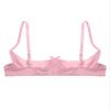 Manyakai Women's Lace 1/4 Cups Shelf Bra Push Up Underwired Satin Padded Balconette Naughty Bra Pink Small view 2