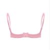 Manyakai Women's Lace 1/4 Cups Shelf Bra Push Up Underwired Satin Padded Balconette Naughty Bra Pink Small view 3