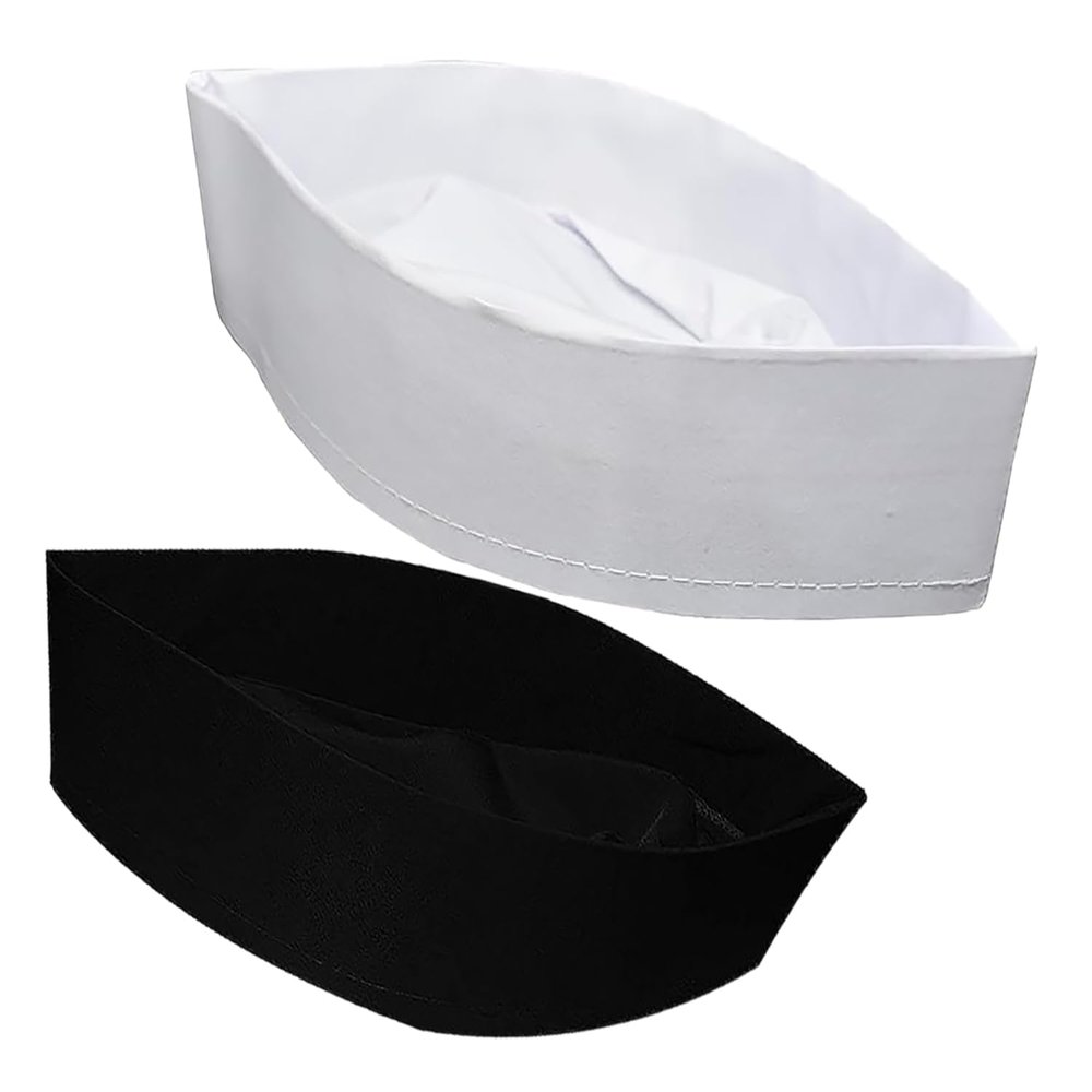2 Pcs Black & White Islamic Hat Men Egyptian Kufi Kofi Koofi Fabric Mens Headwear Topi Imam El Shaarawy Cap Plain Prayer Muslim Egypt Arab Arabian Islam Mens Sha'rawi Worship Soft Comfortable ( Small)