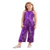 JEYPINMI Girls Sequins Jumpsuits Kids Sparkly Party Rompers Gown Halter Sleeveless Latin Jazz Dance Costume Purple 6 Years view 1