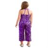 JEYPINMI Girls Sequins Jumpsuits Kids Sparkly Party Rompers Gown Halter Sleeveless Latin Jazz Dance Costume Purple 6 Years view 2