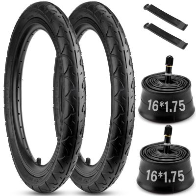 2 Pack 47-305 16x1.75 Kids Bike Tire and Inner Tubes with Schrader Valve, Rear 16x1.75 Stroller Tire Compatible with Kid Bicycles/Bob Revolution Se/Pro/Flex 3-Wheeler Gear Jogging Troller Models
