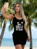 AIMITAG Women's Summer Beach Casual Mini Dress, Black, X-Large, Above the Knee, Sleeveless, Halter Neck, High Waist, Graphic Coconut Tree Print, Breathable, Lightweight, Pocket view 2