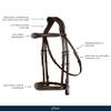Exion Hunter Anatomic English Bridle for Horses with Rubber Reins | Premium Vegetable-Tanned Leather | Fancy Stitch Raised Padded Bridle | Show, Jumping, Training | Black & Brown | Full, Cob, Over view 2