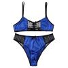 Miutii Sissy Men's Floral Lace Bra Bikini Panties 2 Piece Crossdressing Nightwear Pajamas Set Blue Large view 3