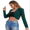 RASNEY Solid Crop Placket Blazer (Color : Dark Green, Size : Small) view 1