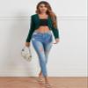 RASNEY Solid Crop Placket Blazer (Color : Dark Green, Size : Small) view 3