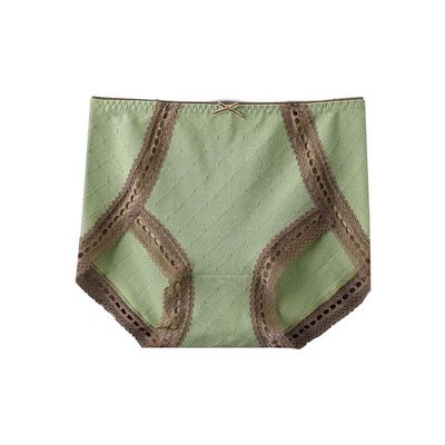 AFTOSA Women's cotton lace briefs, high-waisted, non-traceable, breathable, hip fattening, plus jacquard contrasting belly briefs