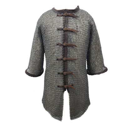 9 mm Mild Steel Flat Ring riveted with Washer Haubergeon Chainmail Shirt by MEDIEVAL KNIGHTS (2 X-Large)