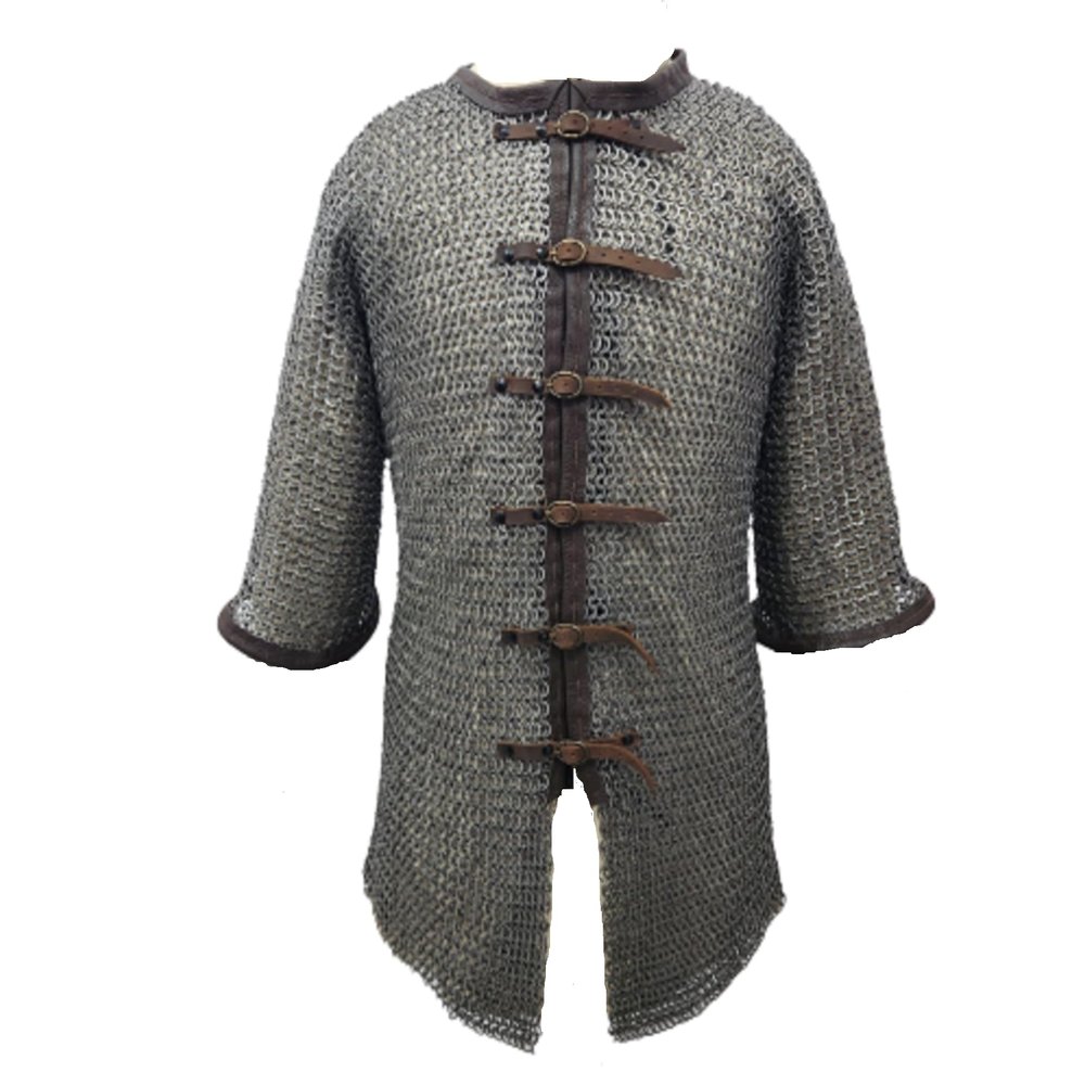 9 mm Mild Steel Flat Ring riveted with Washer Haubergeon Chainmail Shirt by MEDIEVAL KNIGHTS (2 X-Large)