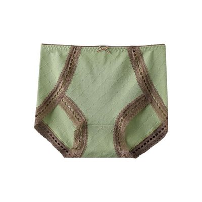 AFTOSA Women's cotton lace briefs, high-waisted, non-traceable, breathable, hip fattening, plus jacquard contrasting belly briefs