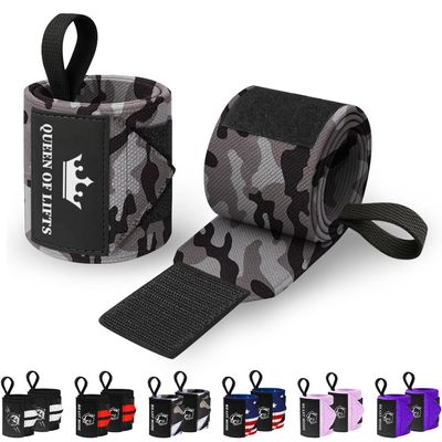 TECEUM Weightlifting Wrist Wraps with Thumb Loop  Black Camo  Queen of Lifts  18 inch  Heavy-Duty Workout Wrist Support & Protection  Ideal for Powerlifting, Strength Training, Bodybuilding