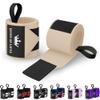 TECEUM Weightlifting Wrist Wraps with Thumb Loop  Beige  Queen of Lifts  18 inch  Heavy-Duty Workout Wrist Support & Protection  Ideal for Powerlifting, Strength Training, Bodybuilding view 1