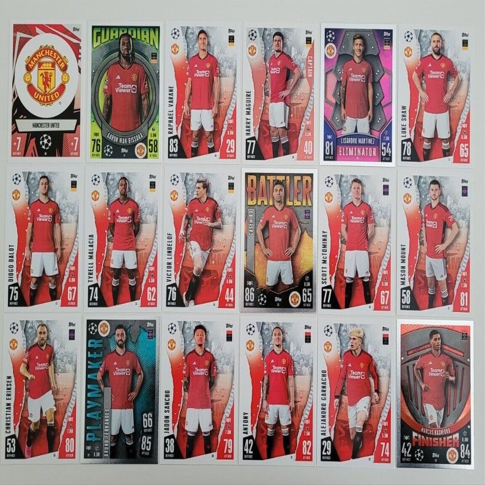 Topps Match Attax 2023 2024 Manchester United Full Base Card Team Set
