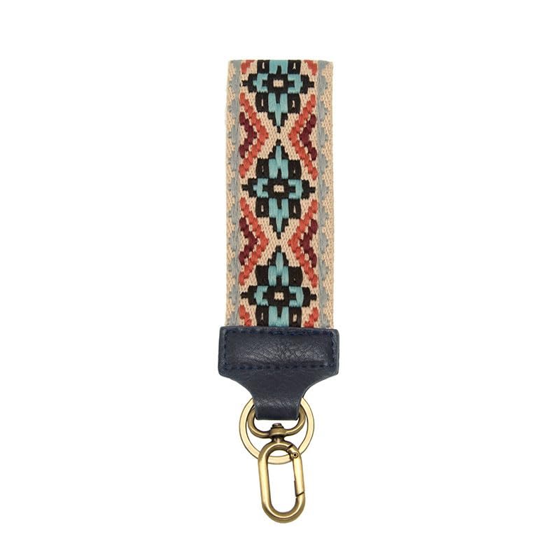 Joy Susan Women's Fashon Wristlet Purse Replacement Strap Easy Find Wristlet Keychain - 2 inch Wide Turquoise Multicolored Embroidered