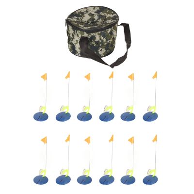 RiToEasySports 6 Set Ice Fishing Tip Ups with Storage Bag - Tip Up Flag Indicators for Winter Fishing