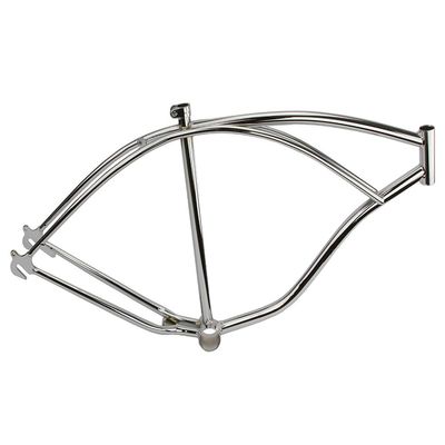 ALTALINE Bike Steel 26" Bicycle Beach Cruiser Frame, Multiple Colors (Chrome)