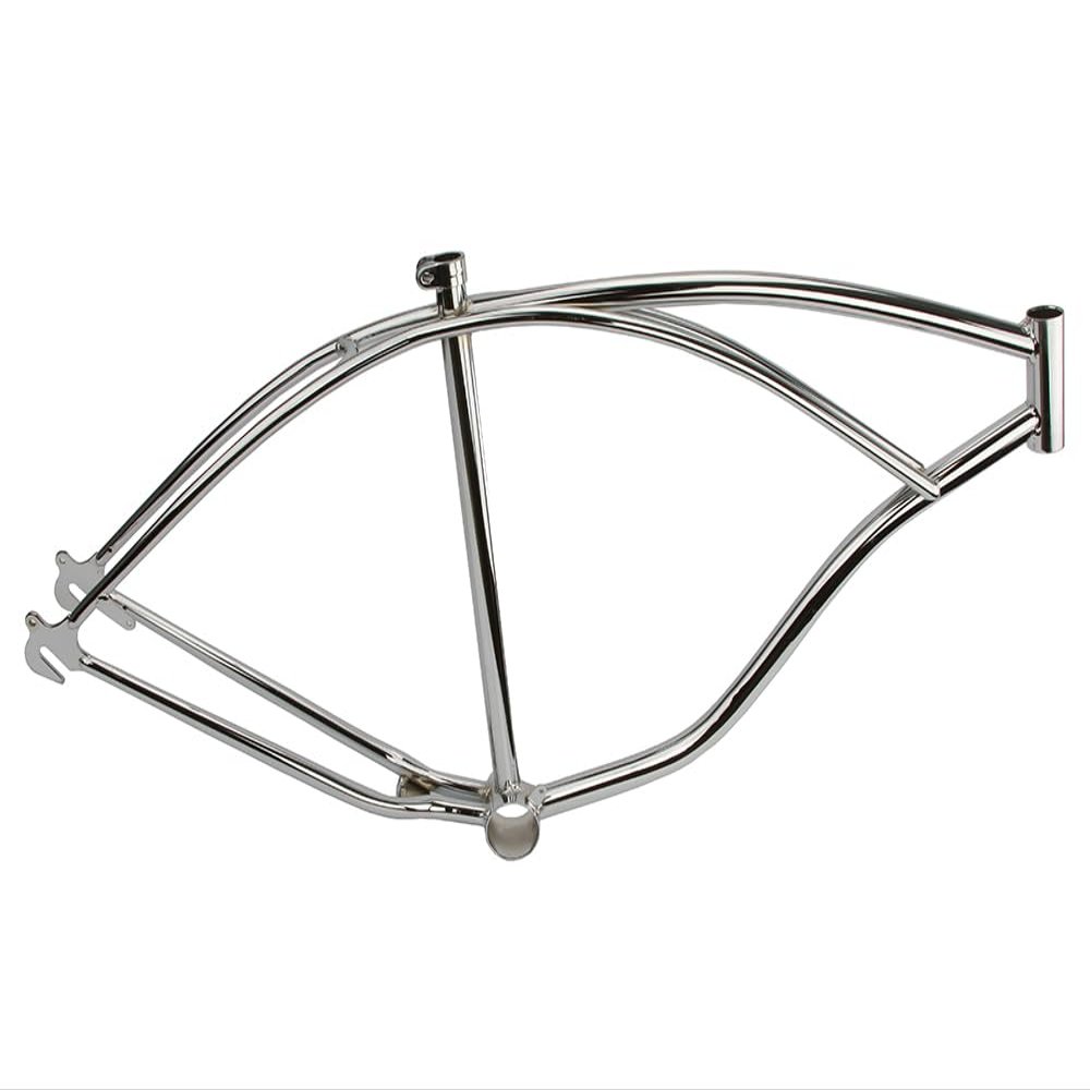ALTALINE Bike Steel 26" Bicycle Beach Cruiser Frame, Multiple Colors (Chrome)