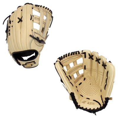 SSK ZSLOW DIMPLE Slowpitch Softball Glove Game Ready 12.5 - 13 - 13.5 - 14 Right & Hand Left Hand Throw (Camel/Black, 12.5" - Right Hand Throw)