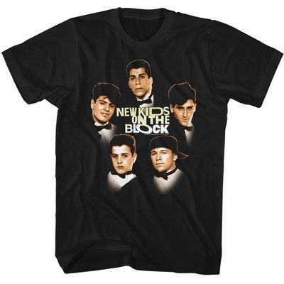 American Classics New Kids on The Block Logo Photo Adult Short Sleeve Vintage Style 90s Boy Band Graphic T-Shirt (Black, 5XL)