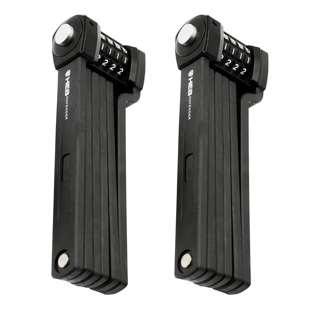 HEB Defender Folding Bike Lock - Heavy Duty Bike Lock - Anti-Theft-Foldable Bike Lock, Combination Bike Lock for Ebikes, MTB, Scooters, & Bicycles (33.5 inch Compact Combination Lock, 2, Count)