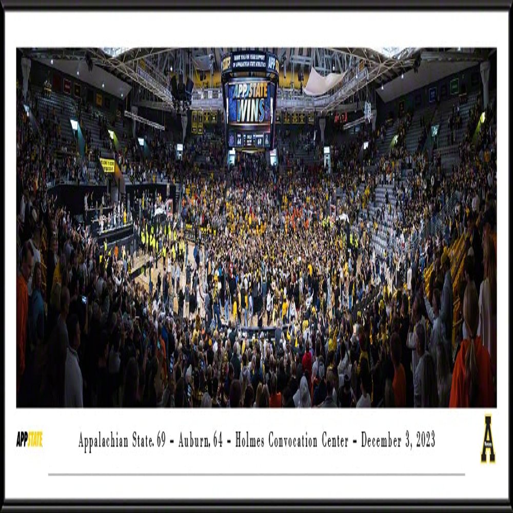 App State Basketball - 40.25x13.75-inch Standard Framed Print by Blakeway Panoramas
