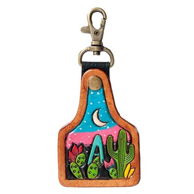 American Darling ADKR169 Hand Tooled Carved Genuine Leather Keyring