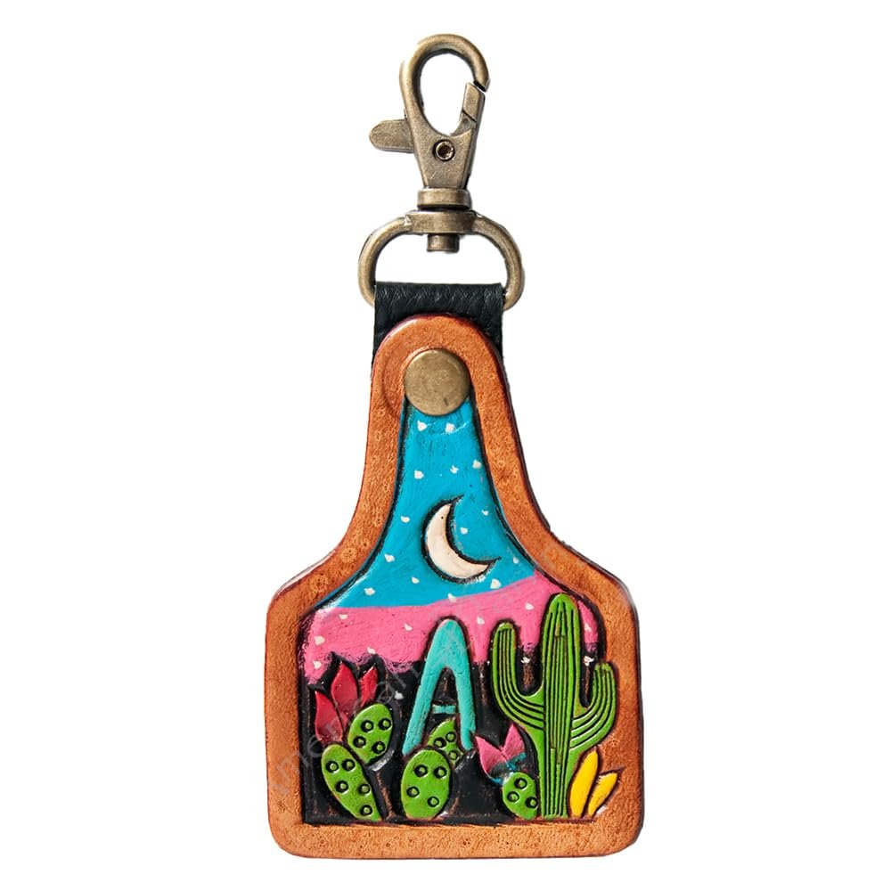 American Darling ADKR169 Hand Tooled Carved Genuine Leather Keyring