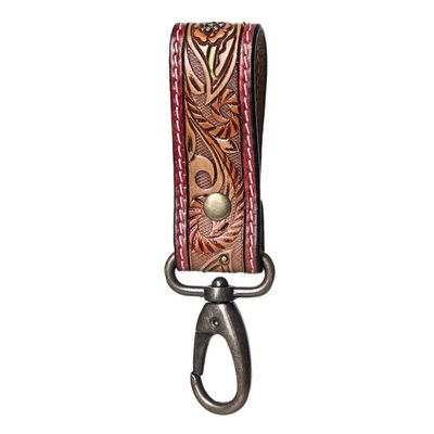 American Darling ADKR210Q Hand Tooled Carved Genuine Leather Keyring