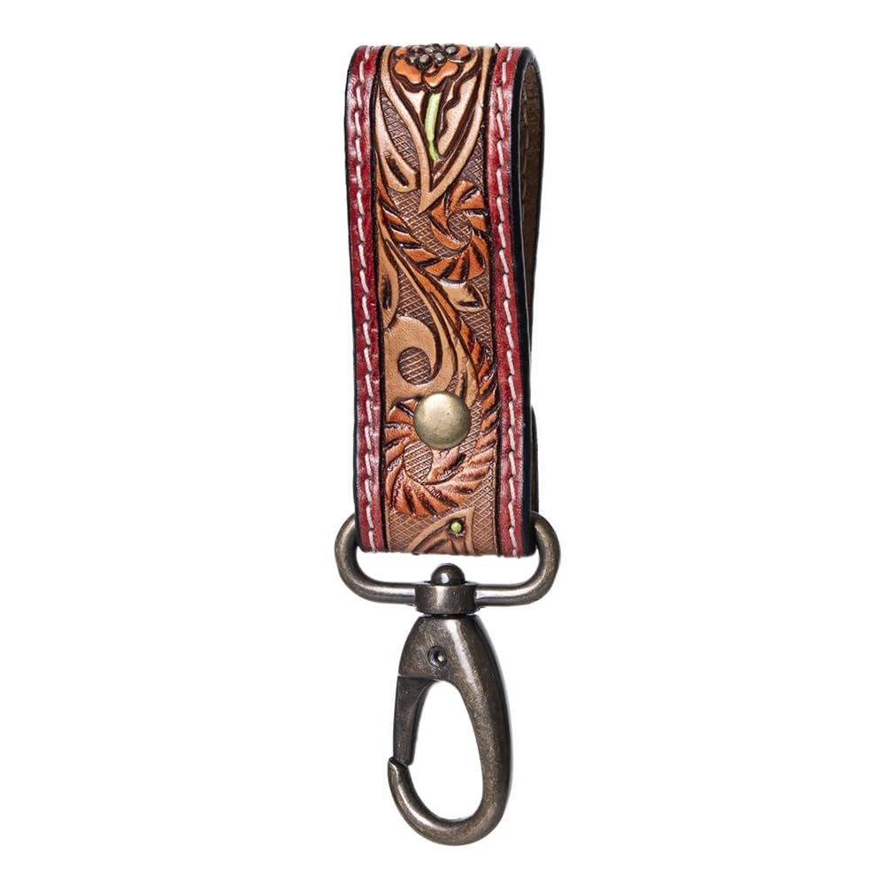 American Darling ADKR210Q Hand Tooled Carved Genuine Leather Keyring