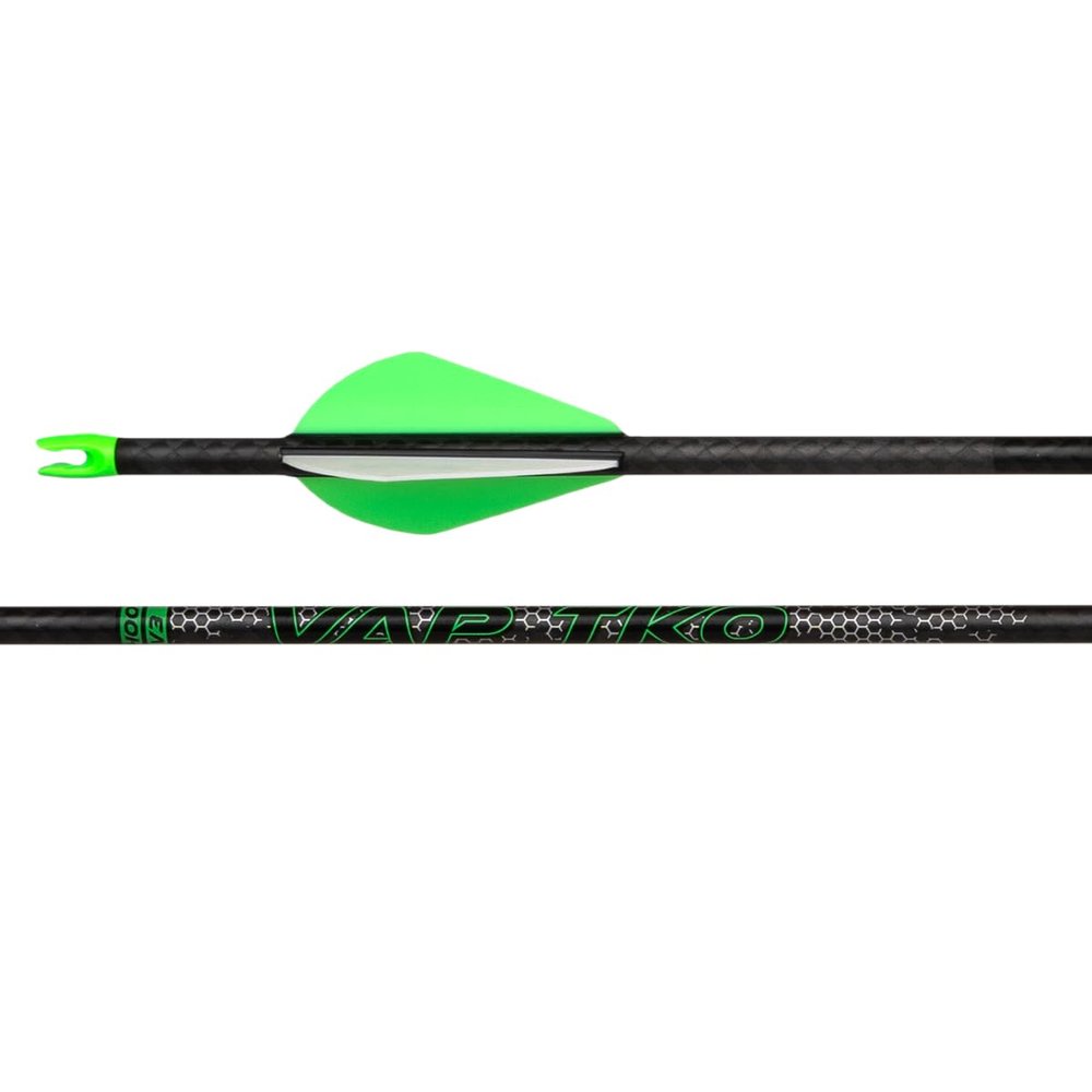 Victory Archery VAP TKO 0.166" Micro Diameter Hunting Arrow (Spine: 175, 6 Pack Fletched, Straightness  0.003 - Gamer - Green)