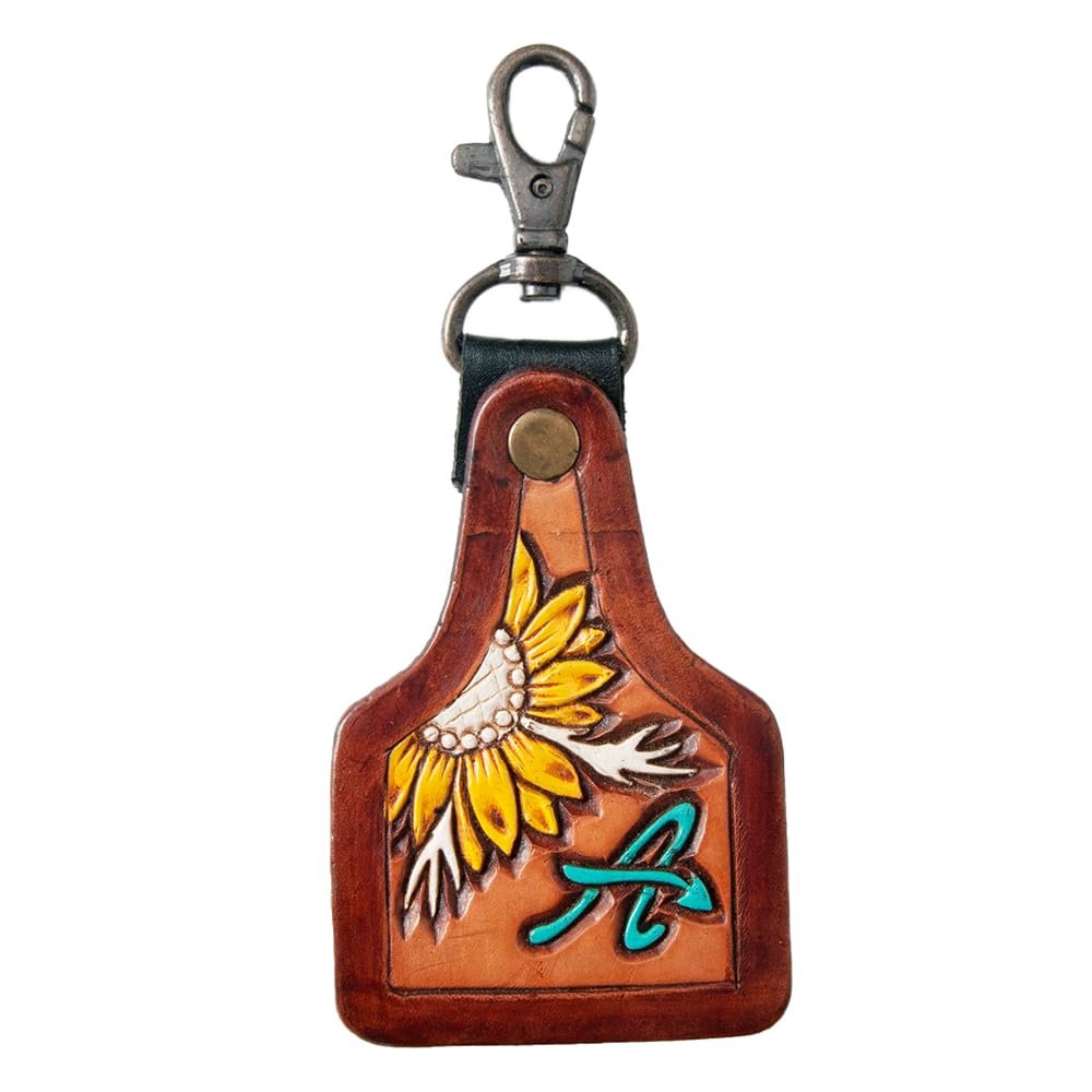 American Darling ADKR214 Hand Tooled Carved Genuine Leather Keyring