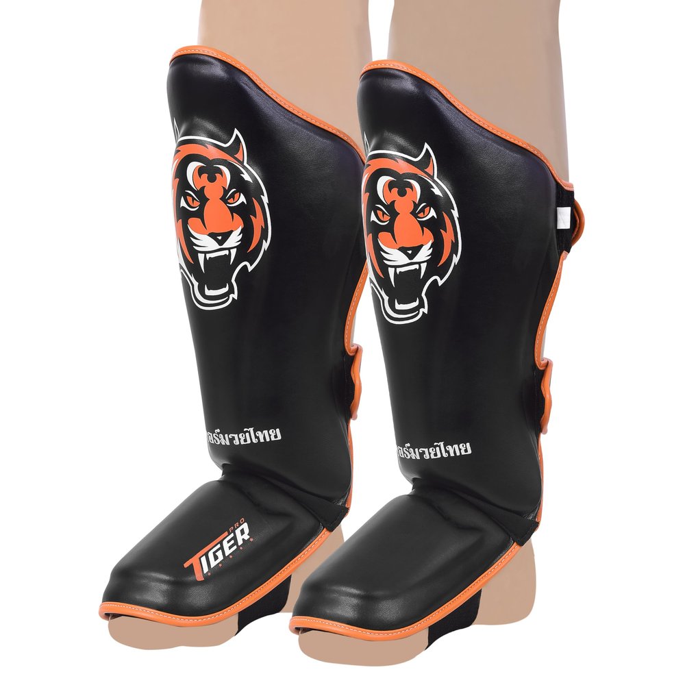 Tiger Pro Shin Guards MMA Martial Arts, Muay Thai, Kickboxing, Leg Instep Protection Pads, Kicking, Sparring, Training Gear, Karate, Boxing, Taekwondo - Unisex (Medium/Large/Extra Large) (Extra Large)