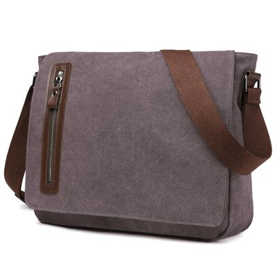 Evergoo Retro Messenger Bag Canvas Shoulder Bag for Men Women Crossbody Travel College Work Casual Bag Fit 14 Inch Tablet-Dark Grey